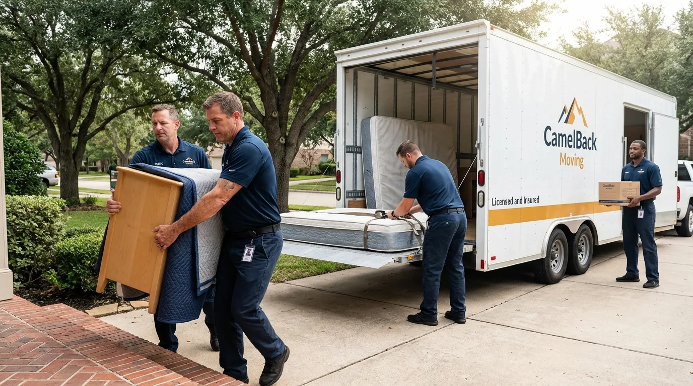 Crew loading residential truck for cross-state move from Pocasset, MA